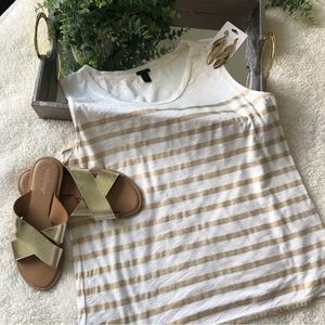 J.Crew Cream & Gold Striped Tank Top SZ S